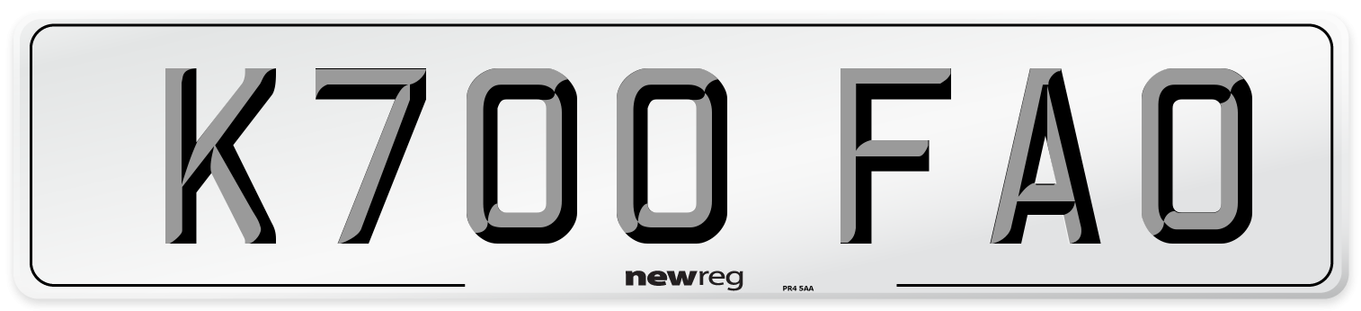 K700 FAO Number Plate from New Reg